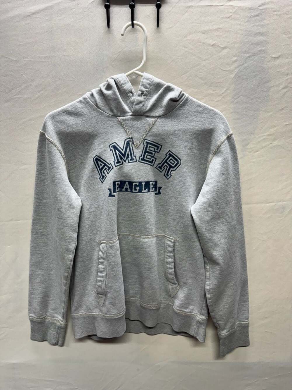 American Eagle Pullover Hoodie Size S/P Gray Logo Sweatshirt